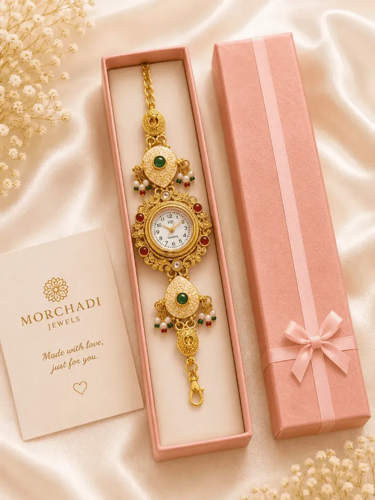 Traditional Meenakari Bracelet Watch for Women
