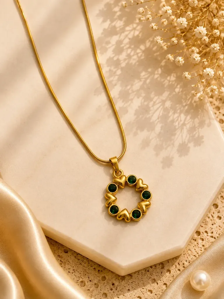 Gold Heart Wreath Necklace
