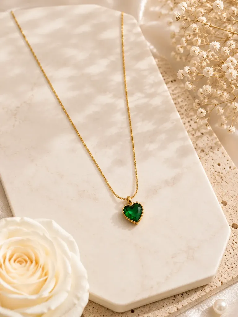 Green Heart Pendant Necklace