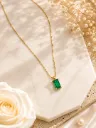 Emerald Green Baguette Necklace