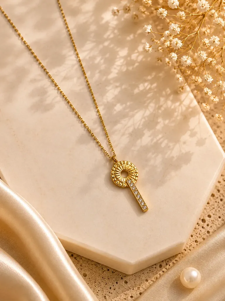 Sunburst Key Pendant Necklace