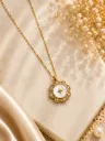 Mother of Pearl Flower Medallion Necklace