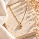 Dainty Pearl Flower Necklace, Gold Tone Floral Pendant, Anti-Tarnish Jewelry