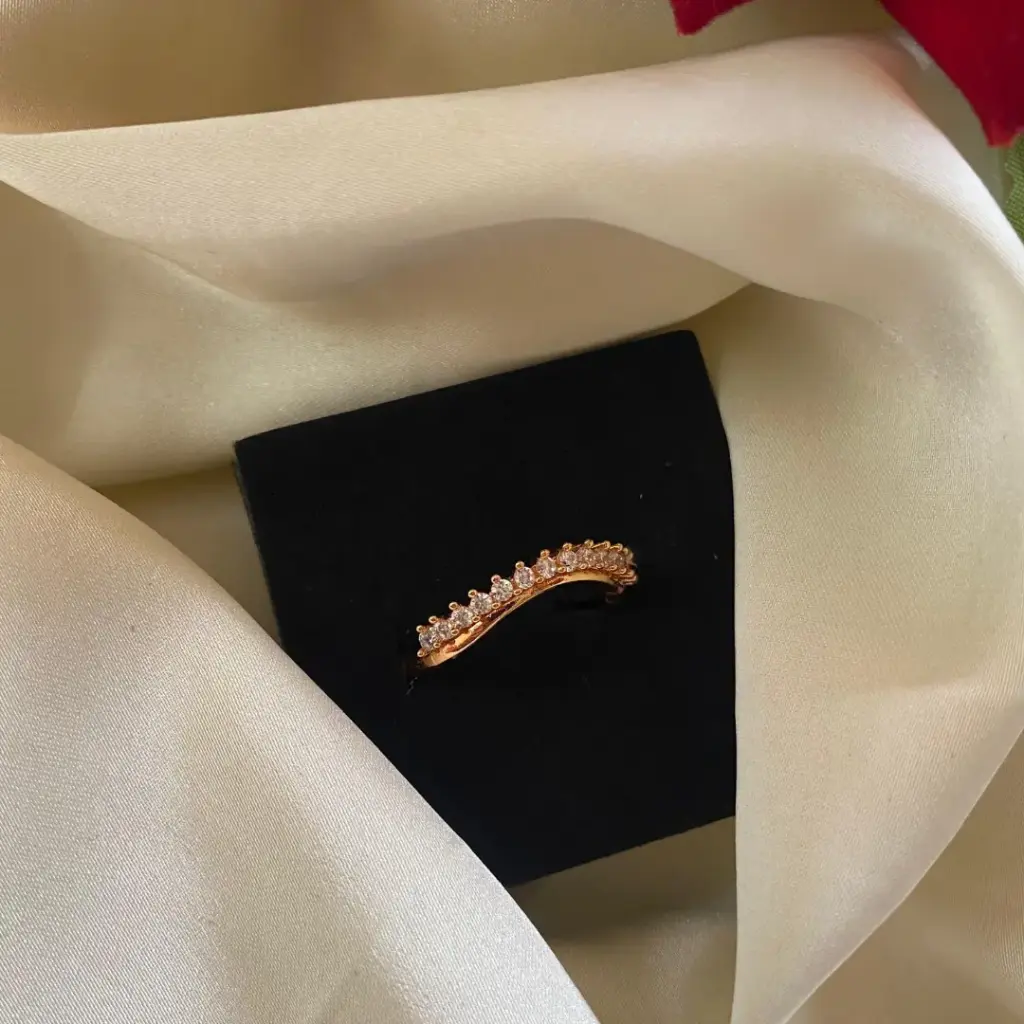 Wavy CZ Band Gold-Plated Adjustable Ring