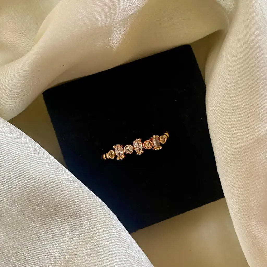 Modern Geometric CZ Gold-Plated Ring
