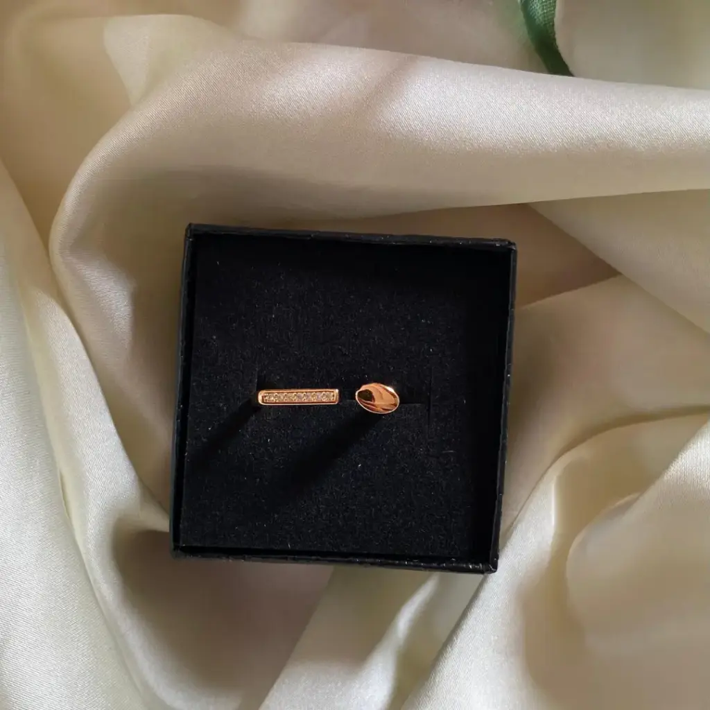 Bar & Pebble CZ Gold-Plated Minimalist Ring