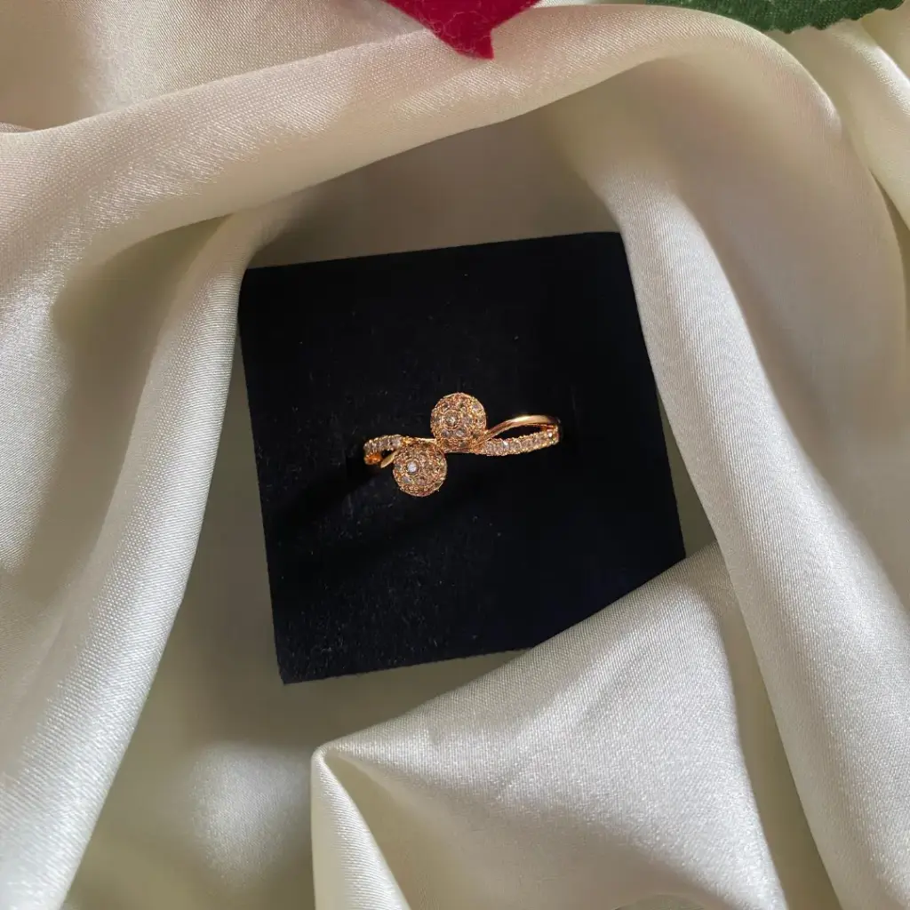 [MJ-217] Double Disk CZ Gold-Plated Ring