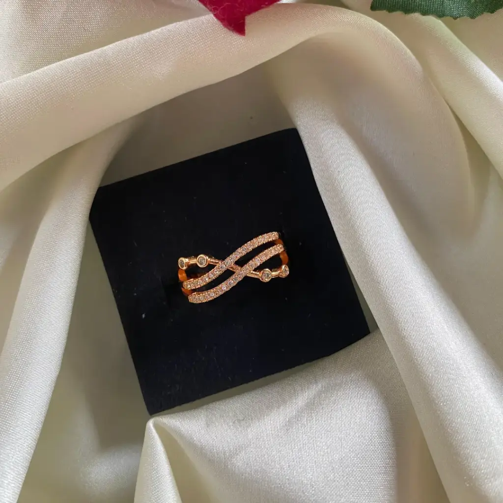 Infinity Crossover CZ Gold-Plated Ring