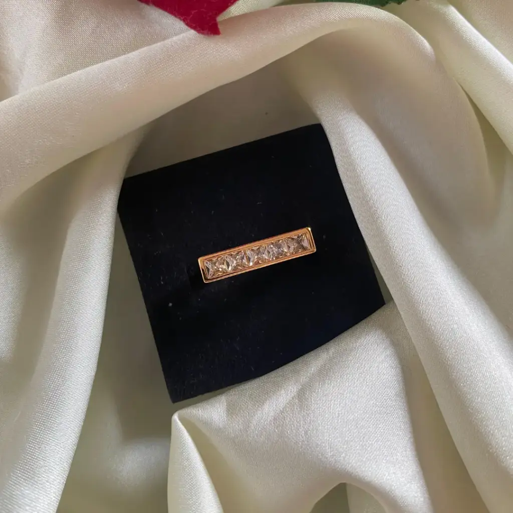 Princess Bar CZ Gold-Plated Ring