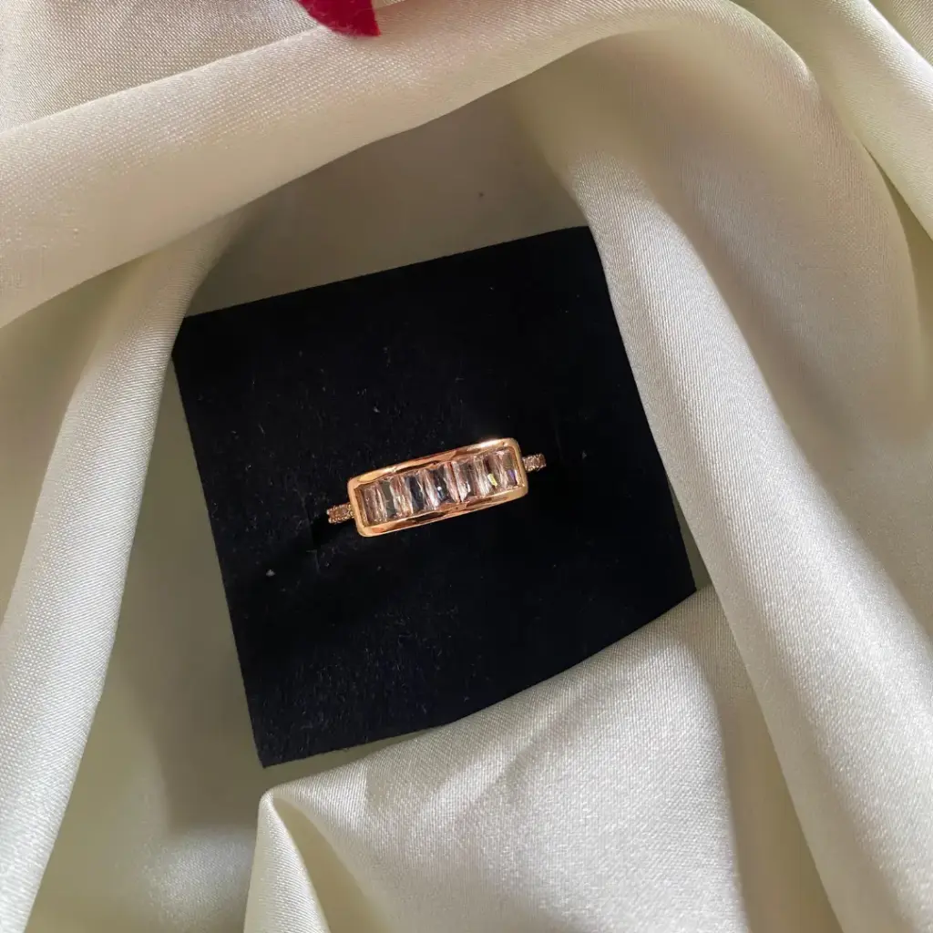 Rectangular Baguette CZ Gold-Plated Ring