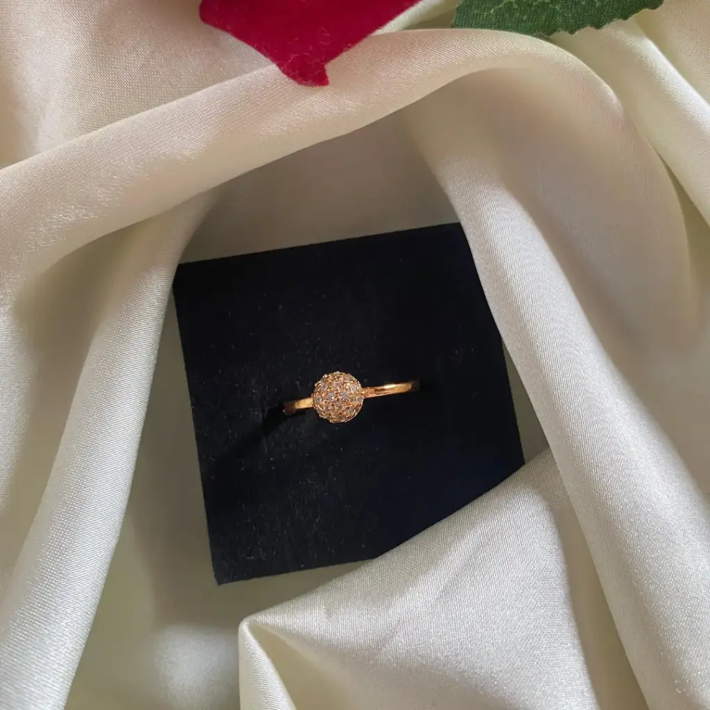 Round Pavé CZ Gold-Plated Ring
