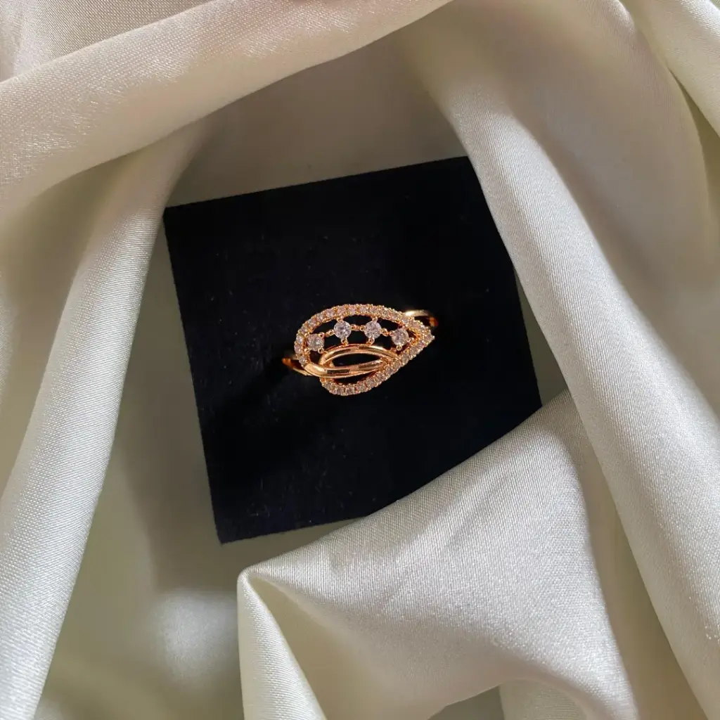 Teardrop CZ Gold-Plated Designer Ring
