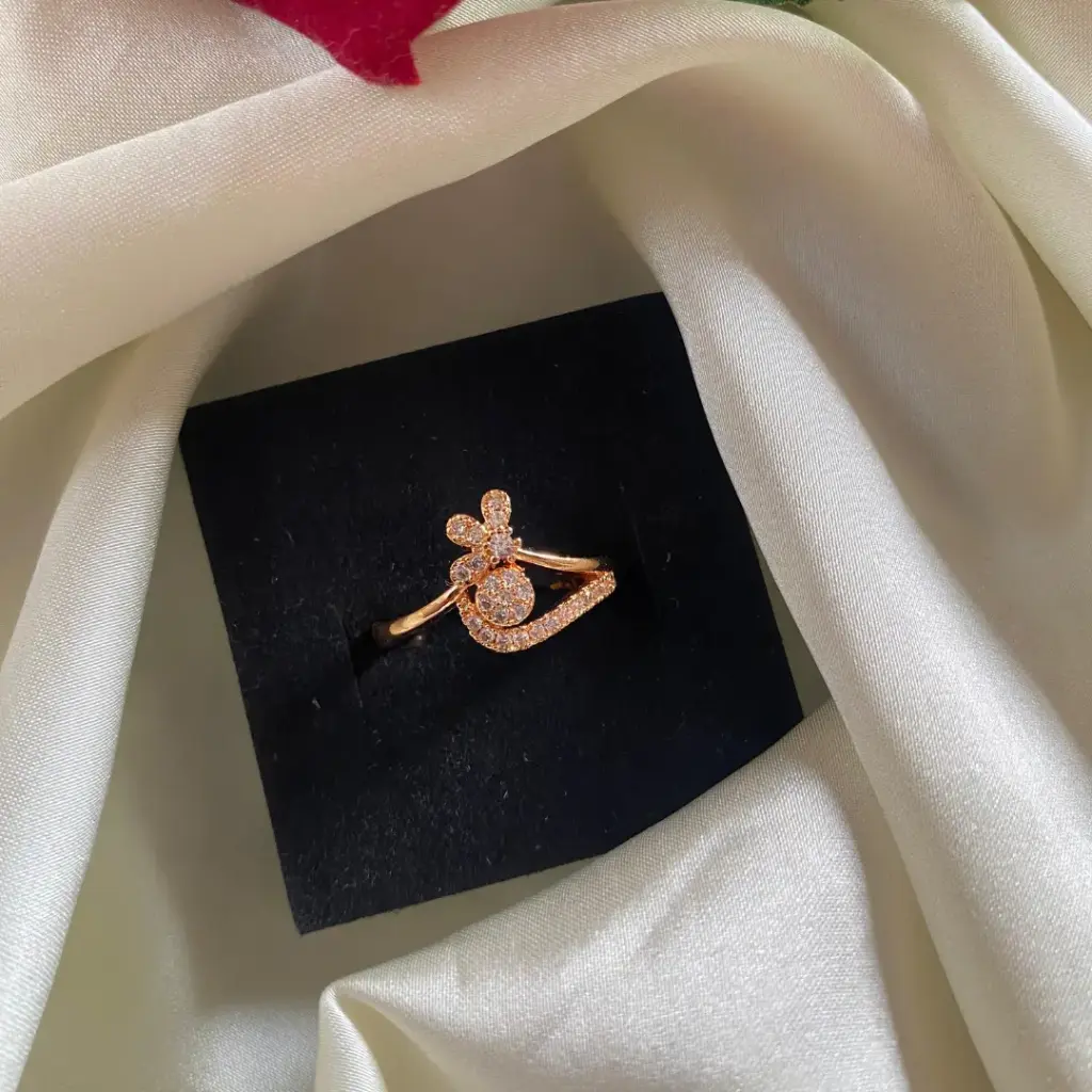 Cute Bow Knot CZ Gold-Plated Ring