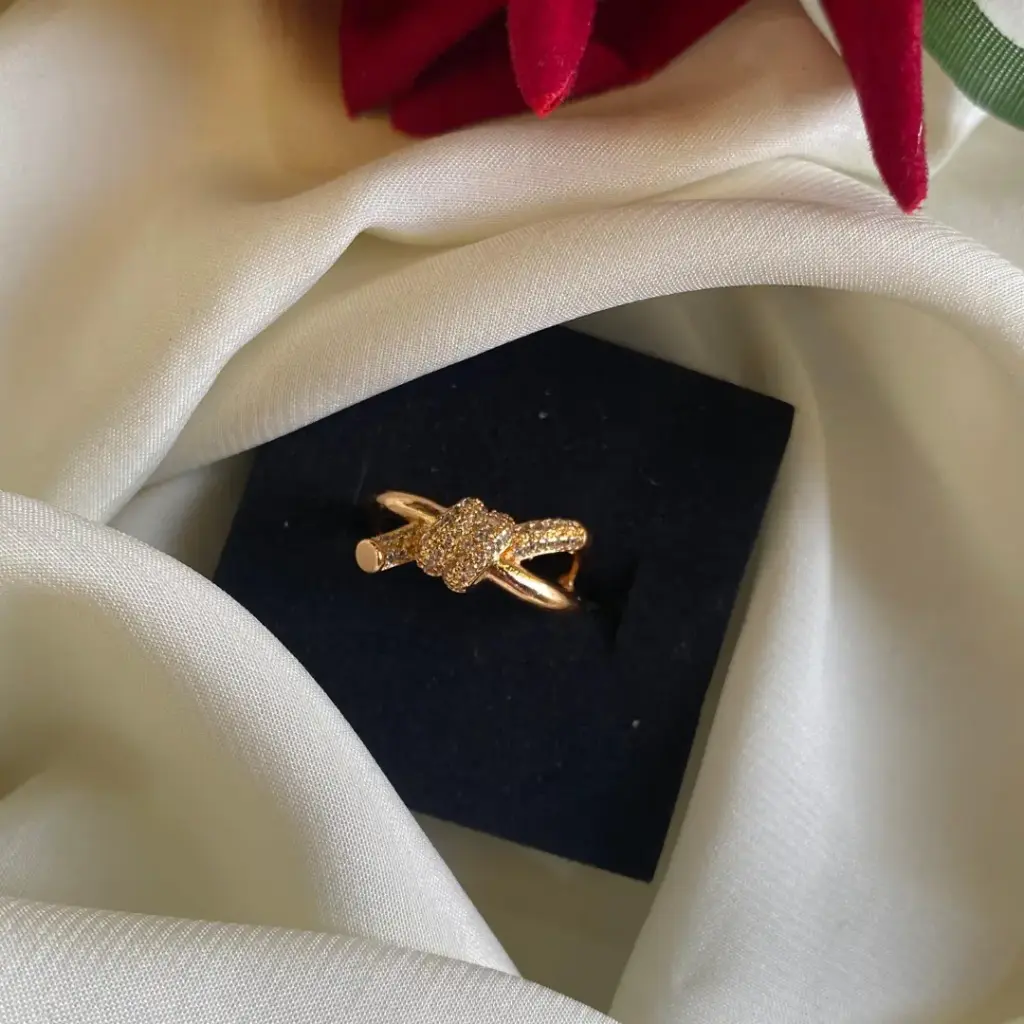 Gold-Plated Adjustable AD Knot Design Ring