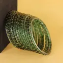 Green Rain Drop Glass Bangles (12 Piece)