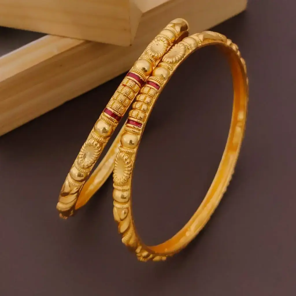 Antique Beaded Gold-Plated Bangles