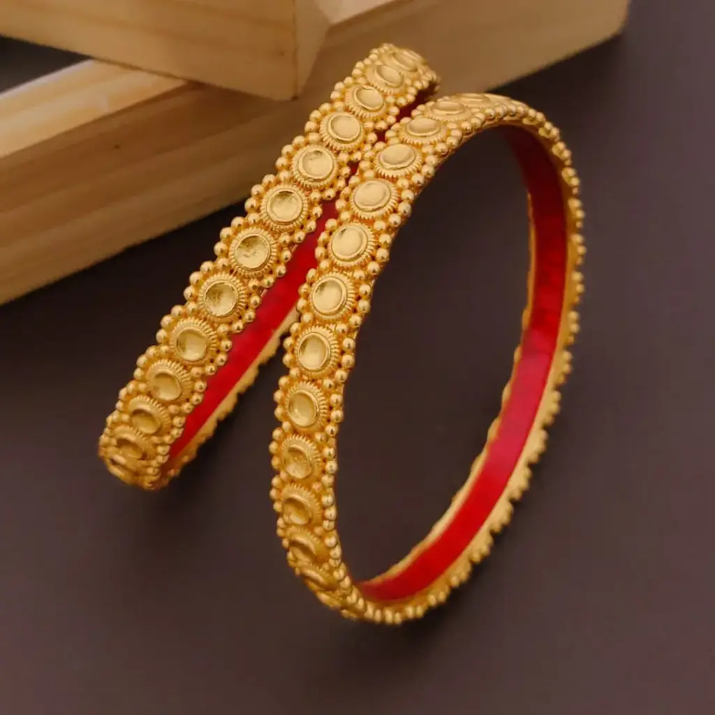 Antique Coin Motif Gold-Plated Bangles (2.4)