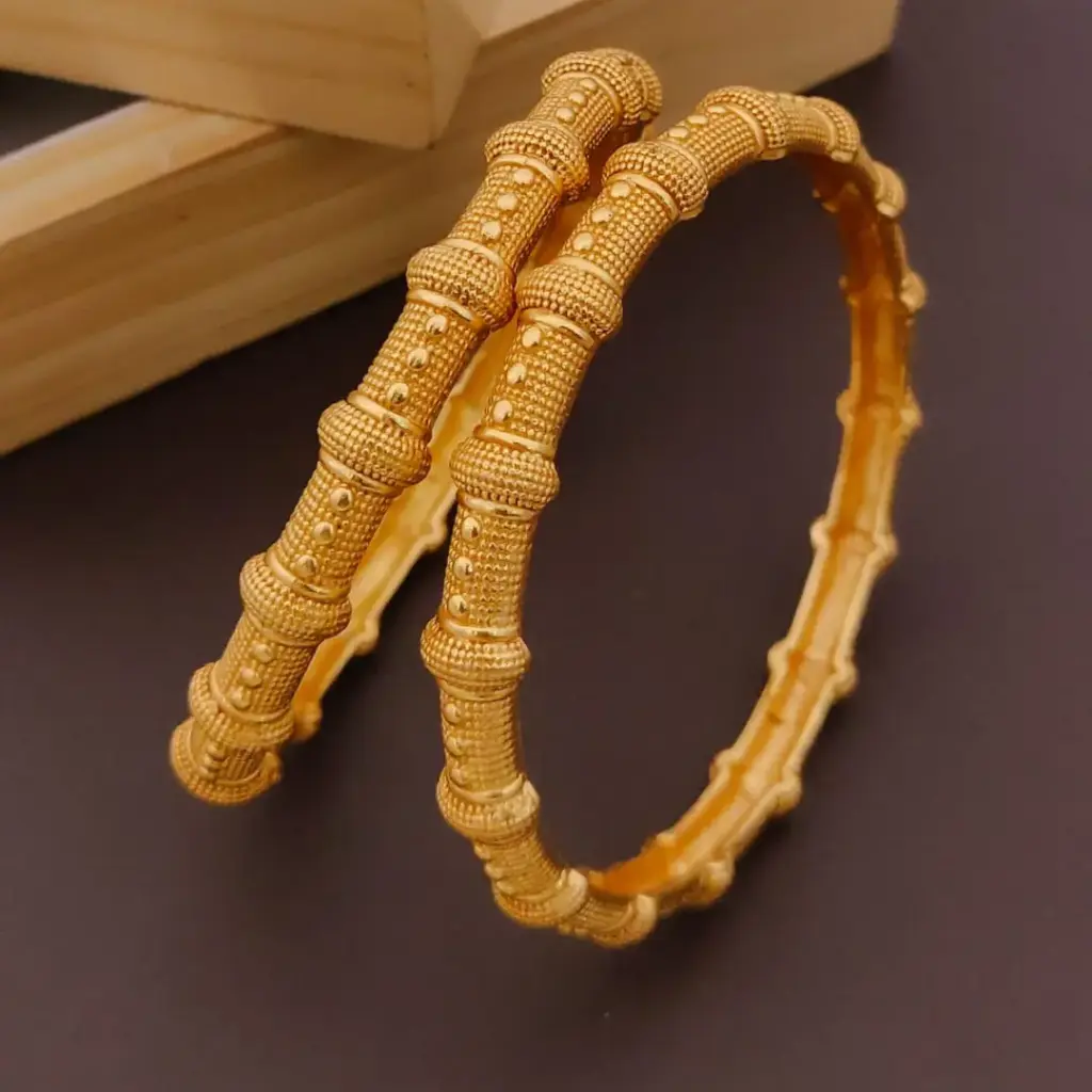 Textured Gold-Plated Bangles (2.4)