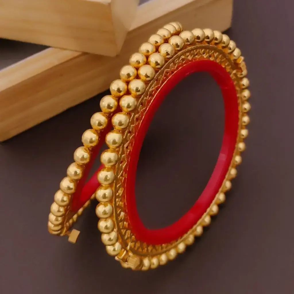 Antique Beaded Gold-Plated Bangles