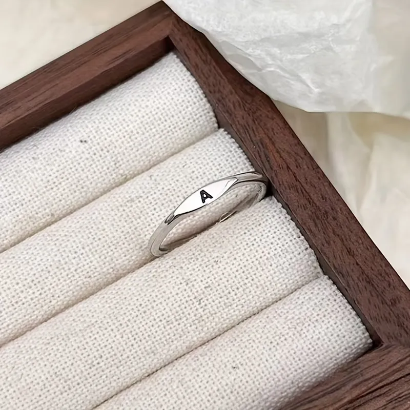Initial Letter adjustable ring (Silver) (A)