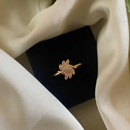 Rose Gold Plated American Diamond Ring  