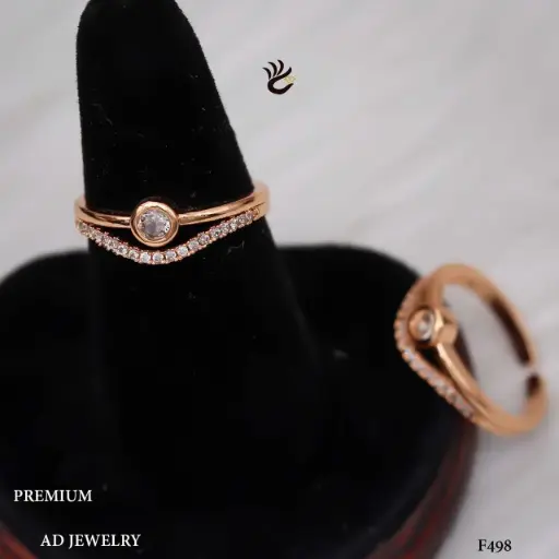 DC Jewelry Classic Round Solitaire Ring – Rosegold Polish | CZ Adjustable Finger Ring