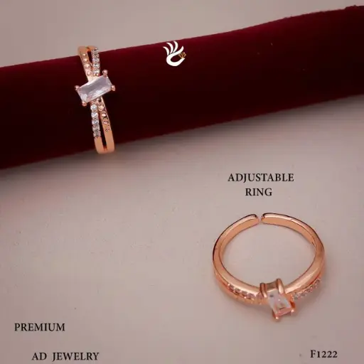 DC Jewelry Baguette Sparkle Ring – Rosegold Polish | Adjustable AD Fashion Ring