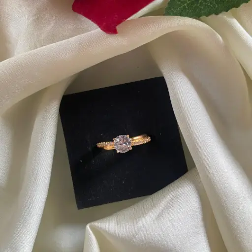 DC Jewelry Solitaire Glow Ring – Rosegold Polish | Adjustable American Diamond Ring