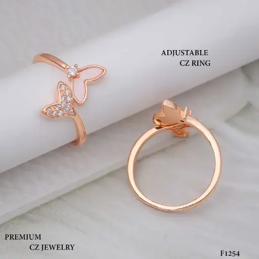 DC Jewelry Butterfly Duo Ring – Rosegold Finish | Adjustable CZ Ring