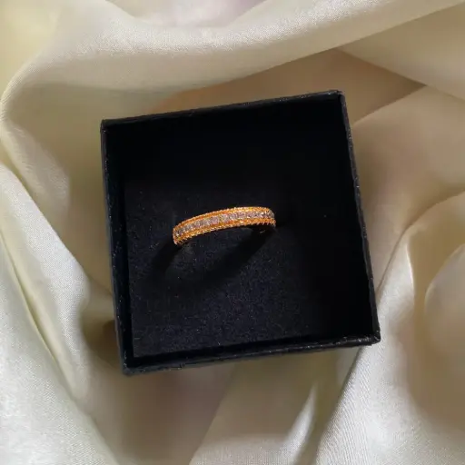 DC Jewelry Rose Gold Band CZ Adjustable Ring
